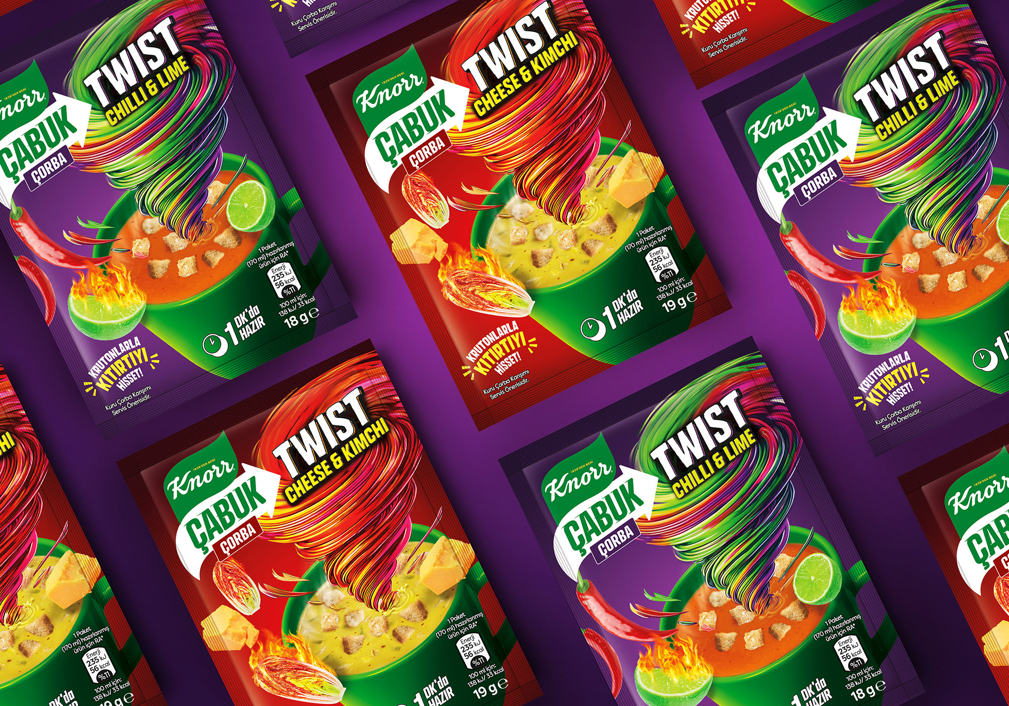 Knorr 速溶湯創意包裝設計,口味龍卷風風暴元素 Knorr 速溶湯創意包裝設計,口味龍卷風風暴元素