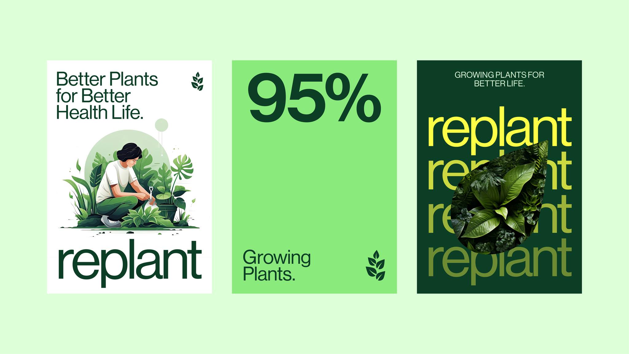 Replant 有機再生農業(yè)技術品牌形象logo設計vi設計“自然葉子”