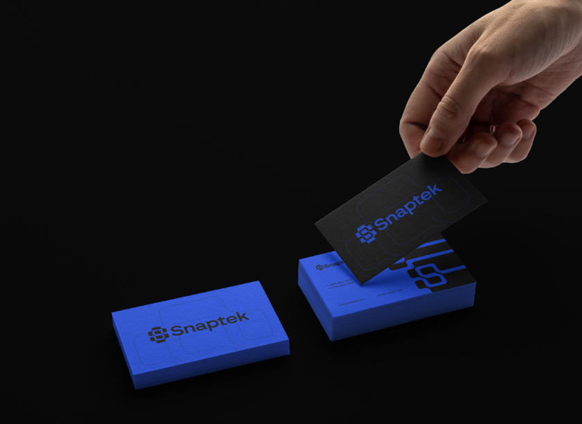 Snaptek 人工智能尖端科技品牌S字母logo設計vi設計，藍色科技風