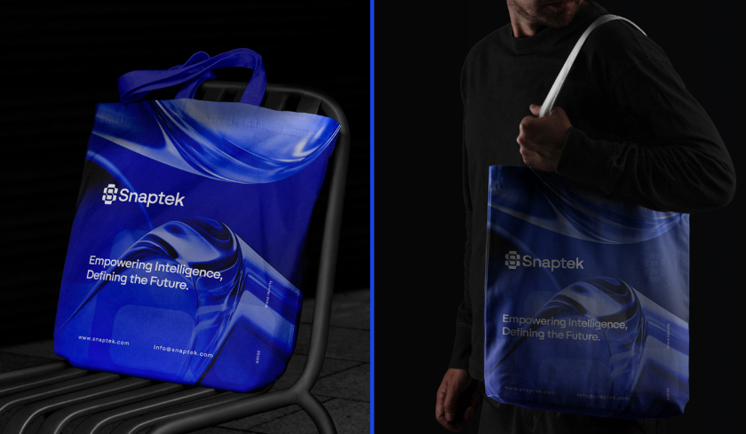 Snaptek 人工智能尖端科技品牌S字母logo設計vi設計，藍色科技風