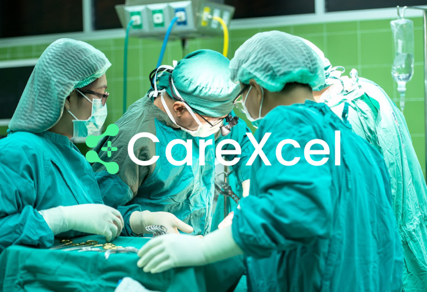 CareExcel 醫(yī)療保健解決方案公司logo設(shè)計(jì)vi設(shè)計(jì)，分子結(jié)構(gòu)加十字
