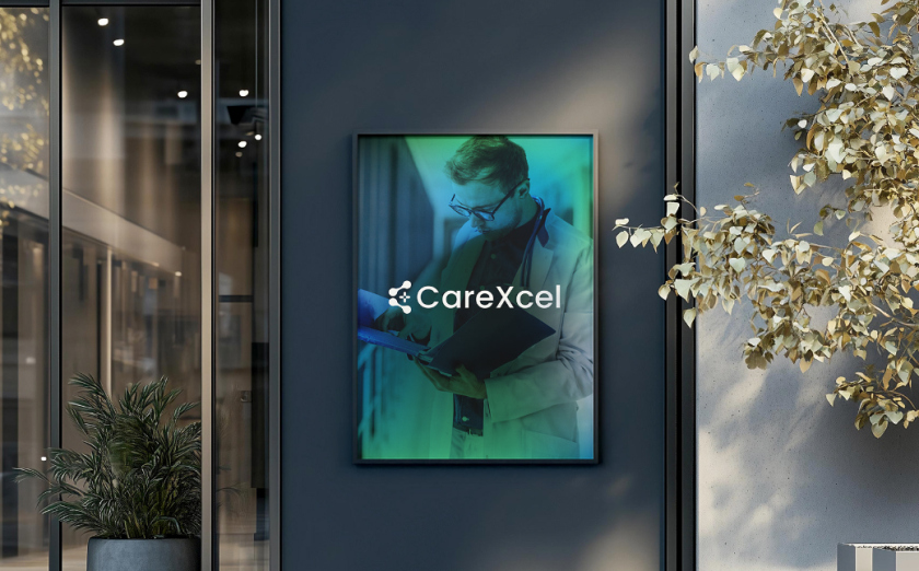 CareExcel 醫(yī)療保健解決方案公司logo設(shè)計(jì)vi設(shè)計(jì)，分子結(jié)構(gòu)加十字