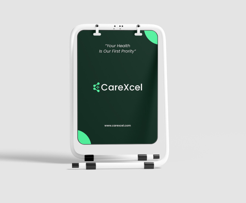 CareExcel 醫(yī)療保健解決方案公司logo設(shè)計(jì)vi設(shè)計(jì)，分子結(jié)構(gòu)加十字