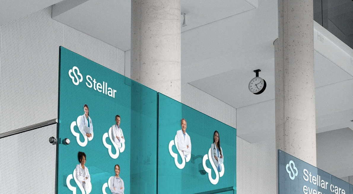 Stellar 醫(yī)院logo設計vi設計，融合多個醫(yī)療元素-上海logo設計公司