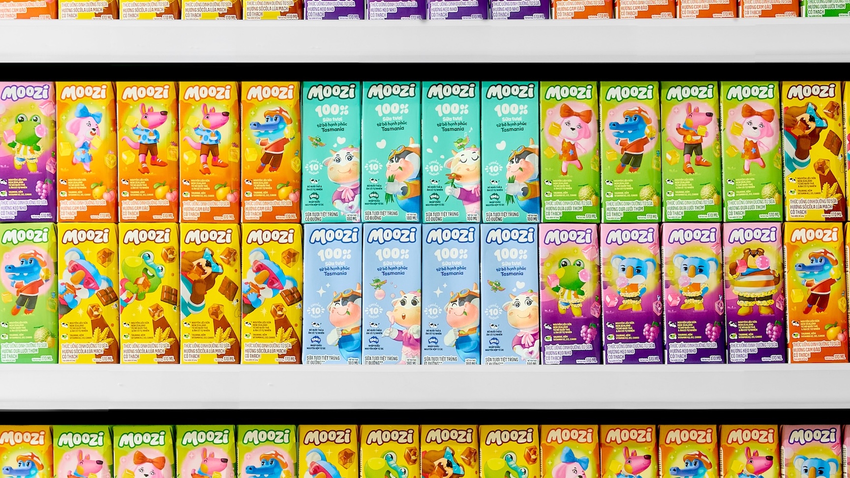Moozi 兒童牛奶品牌全案設計-logo包裝動物通設計，交融樂趣營養與想象力的世界
