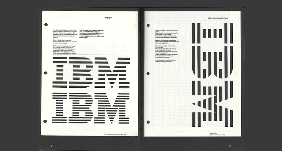 IBM 標志logo設計構建網格（出自 Paul Rand 圖形標準手冊）