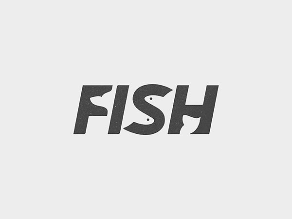 13.魚類負空間標志logo設計