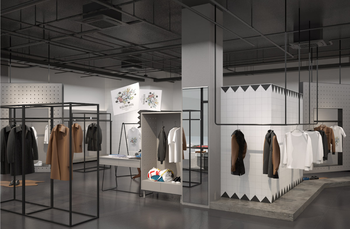 BUSU布訴休閑服裝品牌“快時尚“店鋪空間設計