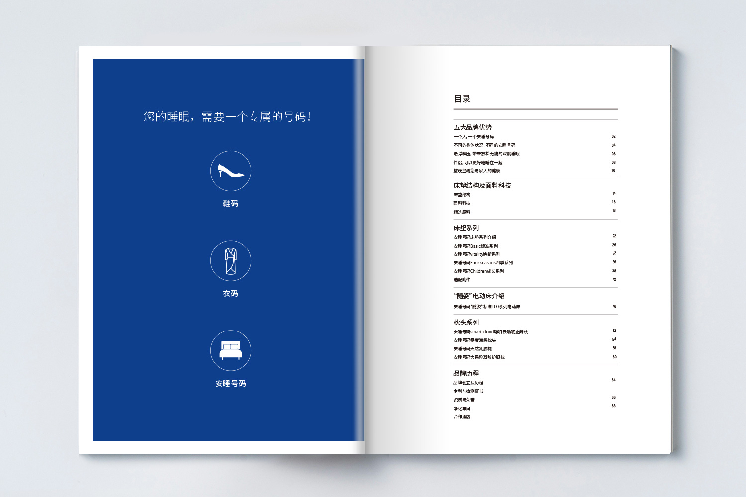 安睡號碼數(shù)字睡眠系統(tǒng)與AI空氣懸浮智能床墊宣傳畫冊設計與文案策劃