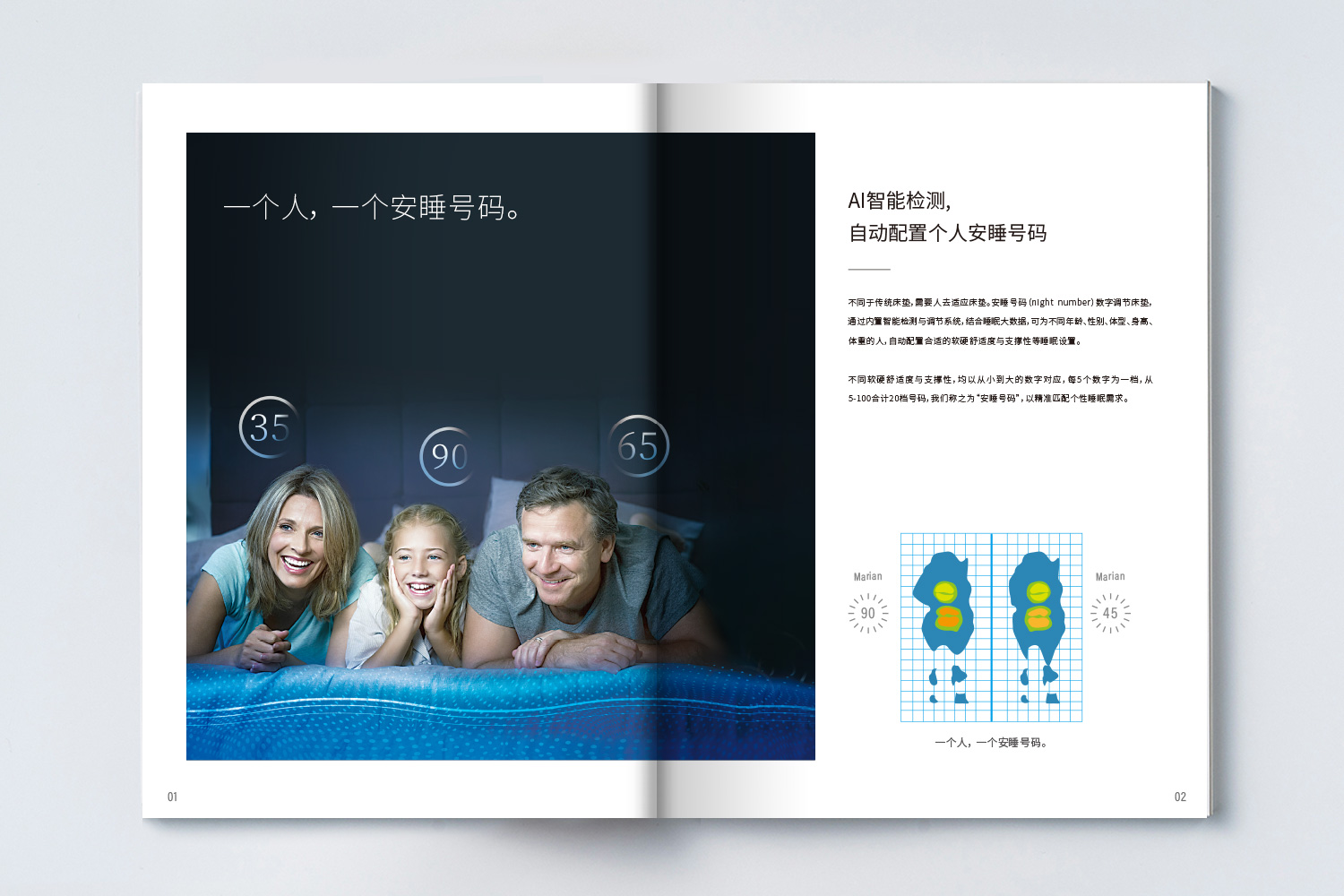 安睡號碼數(shù)字睡眠系統(tǒng)與AI空氣懸浮智能床墊宣傳畫冊設計與文案策劃