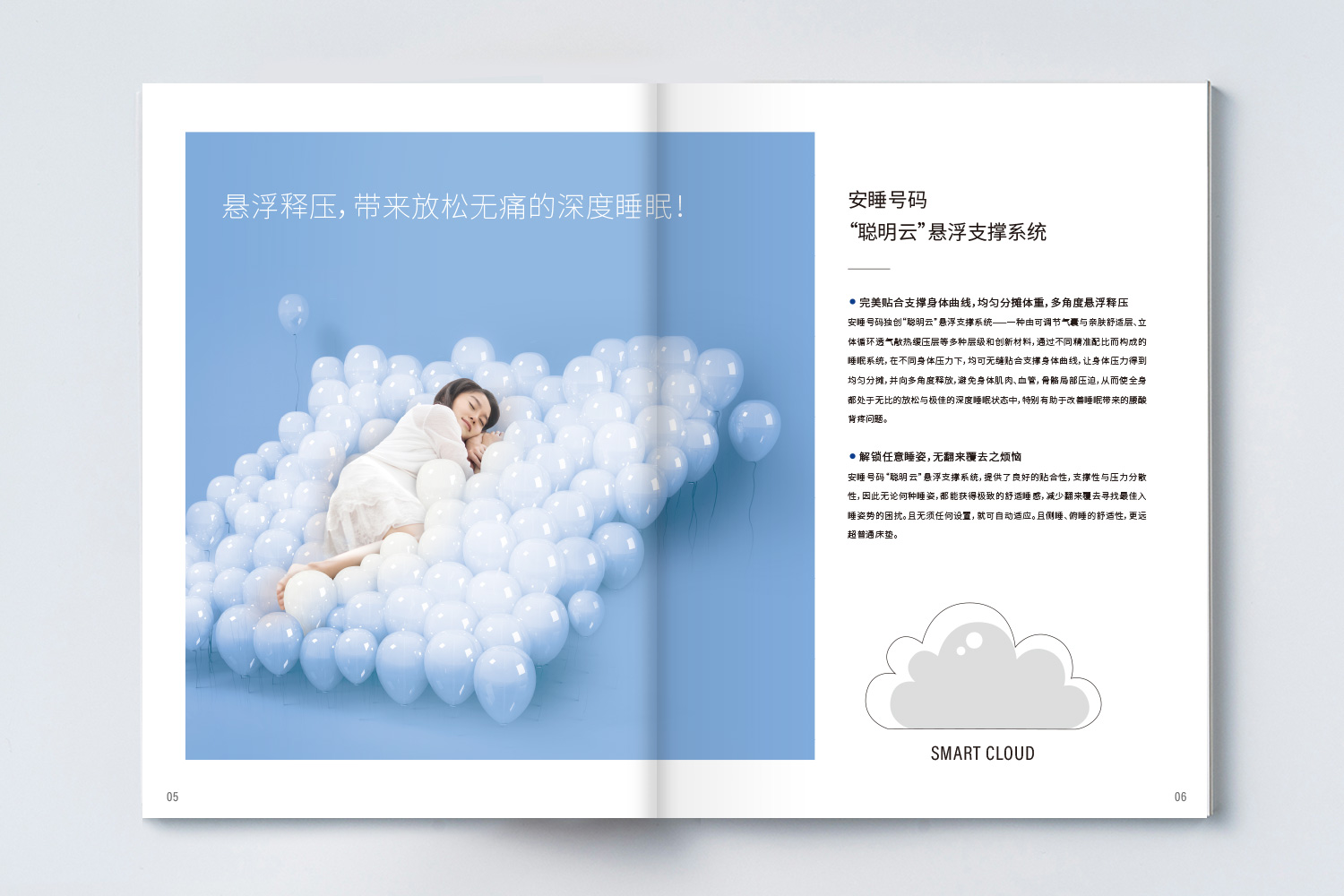 安睡號碼數(shù)字睡眠系統(tǒng)與AI空氣懸浮智能床墊宣傳畫冊設計與文案策劃